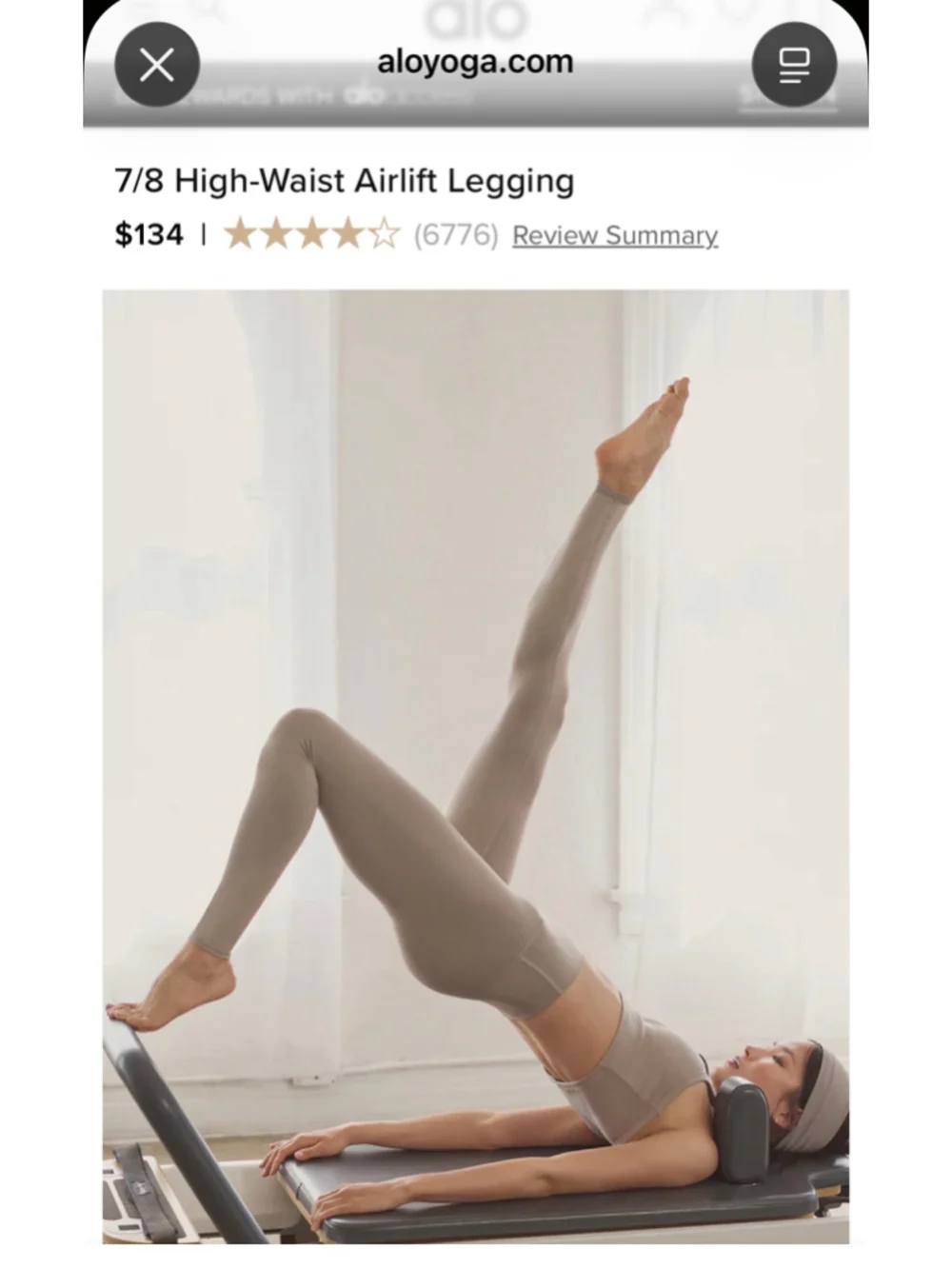Alo Yoga 7/8 High-Waist Airlift Leggings Gravel Size Medium